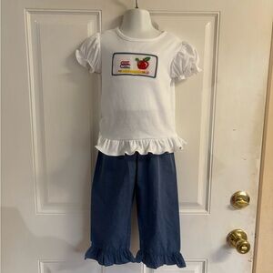 2T Remember Nguyen Learning ABC Girls pull on ruffled pants Set.  In EUC!